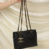 Chanel Lambskin Quilted Chain Shopper Tote
