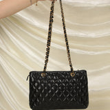 Chanel Lambskin Quilted Chain Shopper Tote