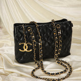 Chanel Lambskin Quilted Chain Shopper Tote