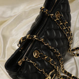 Chanel Lambskin Quilted Chain Shopper Tote