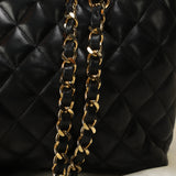 Chanel Lambskin Quilted Chain Shopper Tote