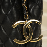Chanel Lambskin Quilted Chain Shopper Tote