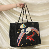 Extremely Rare Limited Edition Chanel Denim Embroidered Tote