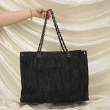 Extremely Rare Limited Edition Chanel Denim Embroidered Tote