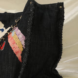 Extremely Rare Limited Edition Chanel Denim Embroidered Tote