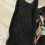 Extremely Rare Limited Edition Chanel Denim Embroidered Tote