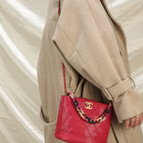 Chanel Caviar 2019 Scarf Chain Bucket Bag