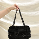 Chanel Velvet Checkered Chain Flap Bag
