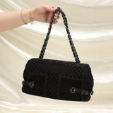 Chanel Velvet Checkered Chain Flap Bag