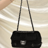Chanel Velvet Checkered Chain Flap Bag
