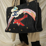 Extremely Rare Limited Edition Chanel Denim Embroidered Tote