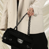 Chanel Velvet Checkered Chain Flap Bag