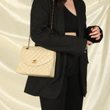 Chanel Lambskin Beige Half Flap