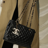 Chanel Lambskin Quilted Chain Shopper Tote