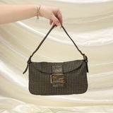 Rare Fendi Gold Checkered Baguette