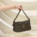 Rare Fendi Gold Checkered Baguette