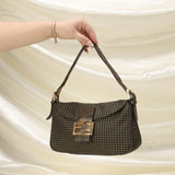 Rare Fendi Gold Checkered Baguette