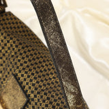 Rare Fendi Gold Checkered Baguette
