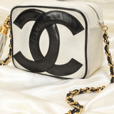 Chanel Lambskin Black and White Chain Crossbody