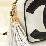 Chanel Lambskin Black and White Chain Crossbody