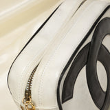 Chanel Lambskin Black and White Chain Crossbody