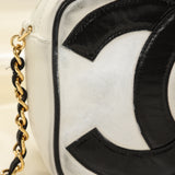 Chanel Lambskin Black and White Chain Crossbody