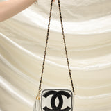 Chanel Lambskin Black and White Chain Crossbody