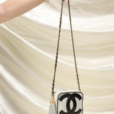Chanel Lambskin Black and White Chain Crossbody