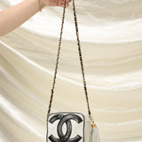 Chanel Lambskin Black and White Chain Crossbody