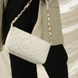 Chanel White Caviar Pochette