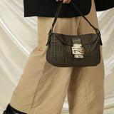 Rare Fendi Gold Checkered Baguette
