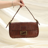 Extremely Rare Fendi Embossed Zucca Leather Baguette