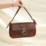 Extremely Rare Fendi Embossed Zucca Leather Baguette
