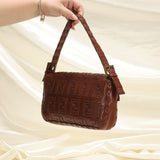 Extremely Rare Fendi Embossed Zucca Leather Baguette