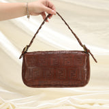 Extremely Rare Fendi Embossed Zucca Leather Baguette