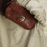 Extremely Rare Fendi Embossed Zucca Leather Baguette