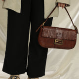 Extremely Rare Fendi Embossed Zucca Leather Baguette