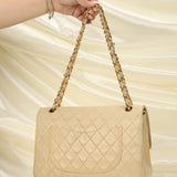 Chanel Lambskin Medium Beige Classic Flap