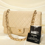 Chanel Lambskin Medium Beige Classic Flap