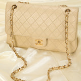 Chanel Lambskin Medium Beige Classic Flap