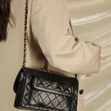 Chanel Lambskin Turnlock Shoulder Bag With Pouch
