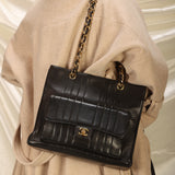 Rare Chanel Mademoiselle Lambskin Turnlock Tote