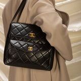 Extremely Rare Chanel Lambskin Double Turnlock Shoulder Bag