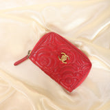 Chanel Caviar Camellia Mini Coin Wallet