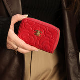 Chanel Caviar Camellia Mini Coin Wallet