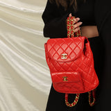 Extremely Rare Chanel Lambskin Double Turnlock Backpack