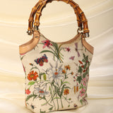 Gucci Floral Bamboo Tote