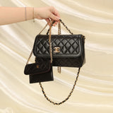 Chanel Lambskin Turnlock Shoulder Bag With Pouch