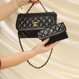 Chanel Lambskin Turnlock Shoulder Bag With Pouch