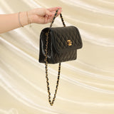 Chanel Lambskin Turnlock Shoulder Bag With Pouch